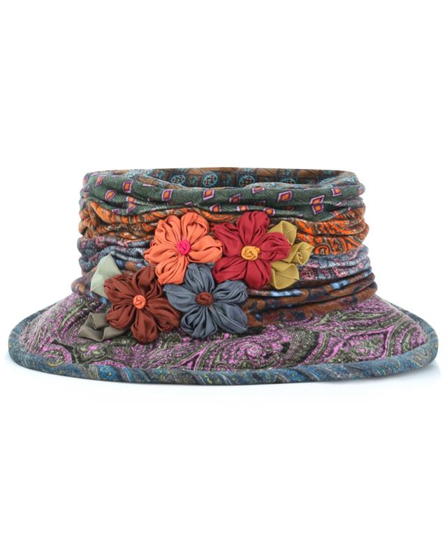 Cotton cloche hat with flowers GREVI