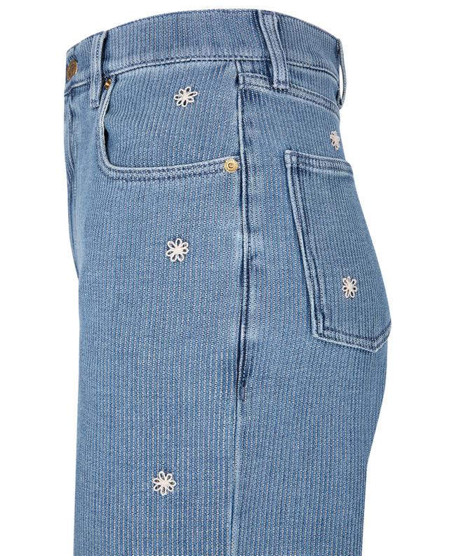Blütenbestickte gerade Jeans mit hohem Bund Kim Long Leg Denim Micro Stripe GOLDEN GOOSE