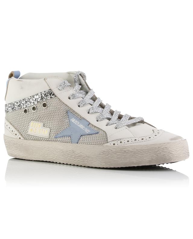 Mid-Star high-top bi-material sneakers with glitter GOLDEN GOOSE