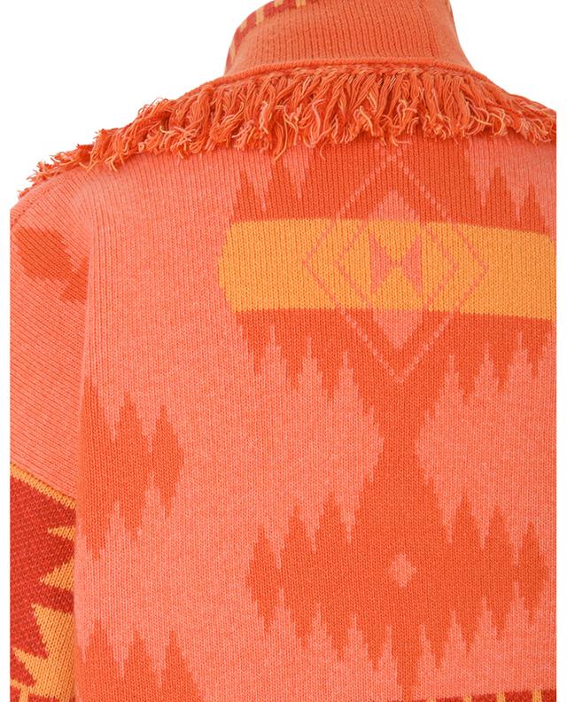 Icon Jacquard Cardi Bomber Papaya Sunset wool and cashmere cardigan ALANUI