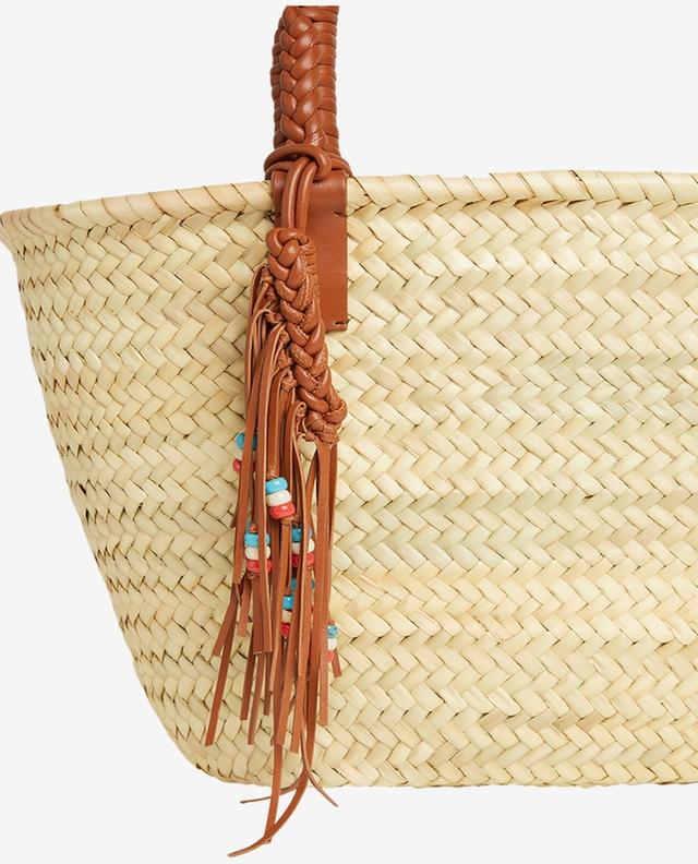 Icon Palm Leaf Big braided fringe adorned tote bag ALANUI