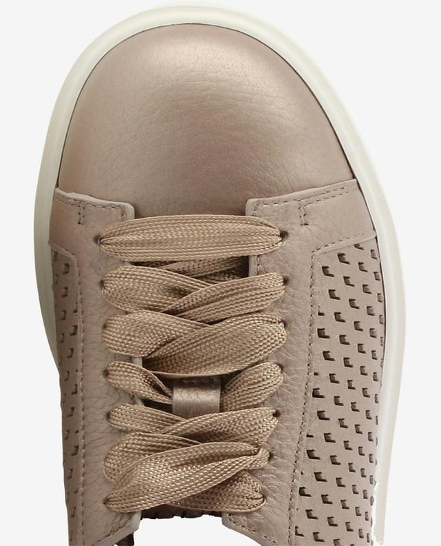 Perforated metallic leather low-top sneakers SANTONI