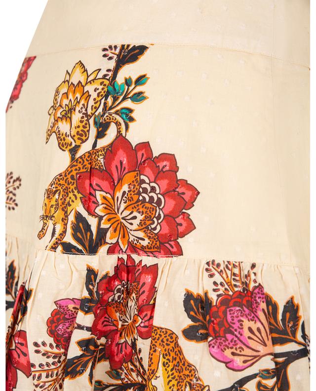 Leopard Flowers printed ruffled mini skirt FARM RIO