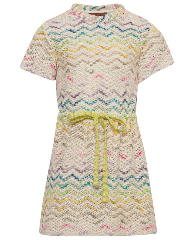 Short herringbone girl&#039;s knit dress MISSONI