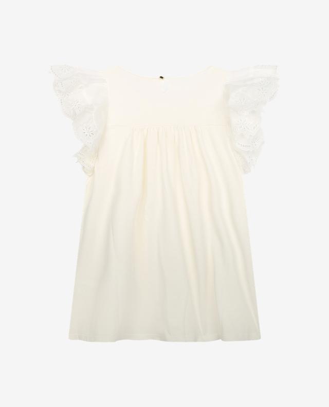Girl&#039;s jersey dress with embroidered ruffle sleeves CHLOE