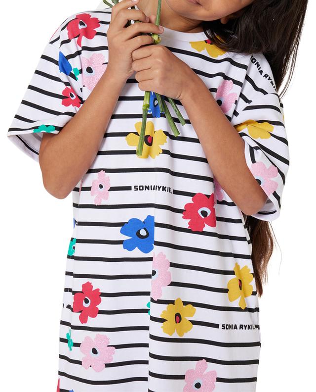 Stripe and flower adorned girl&#039;s T-shirt dress SONIA RYKIEL