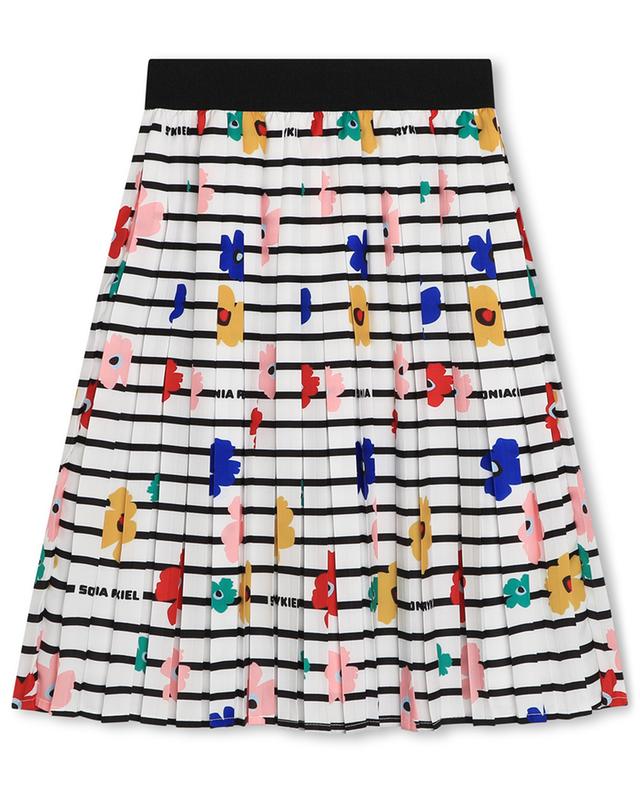 Stripe and flower adorned flared girl&#039;s skirt SONIA RYKIEL