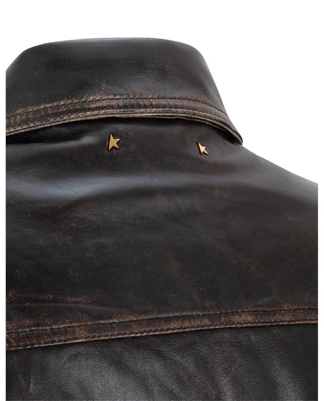 Leone Pocket distressed leather jacket GOLDEN GOOSE