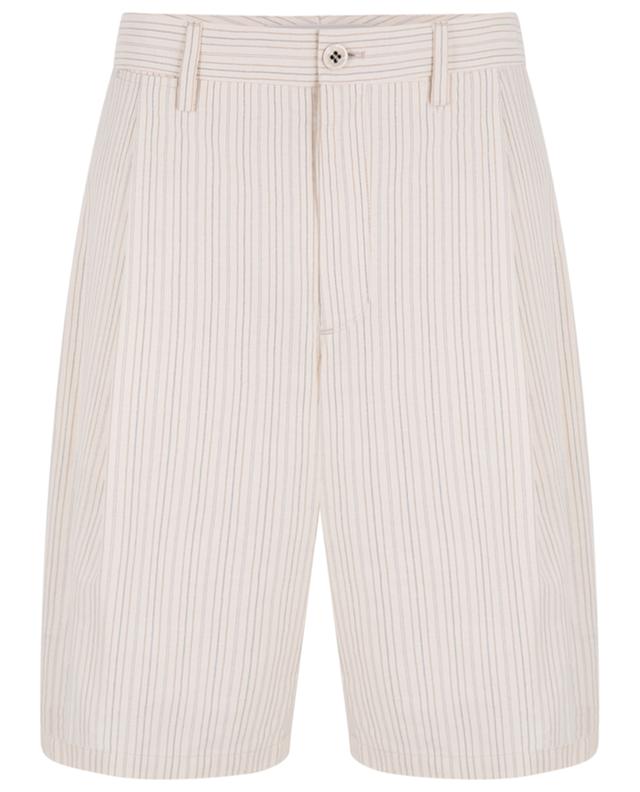 Linus Vintage Striped cotton shorts with waistband tucks GOLDEN GOOSE