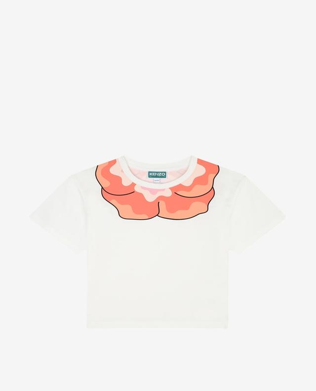 T-shirt en coton fille à col rond imprimé Flower KENZO