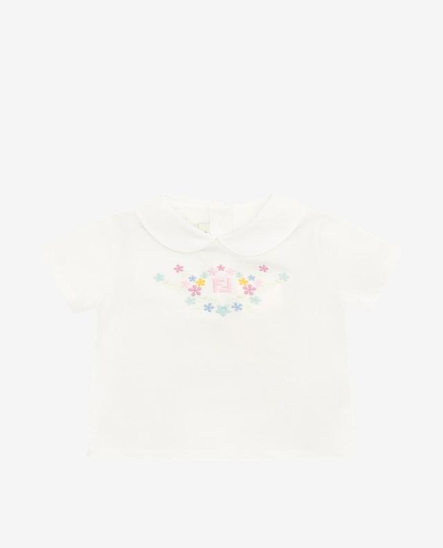 Baby-T-Shirt mit Blütenstickereien FF FENDI