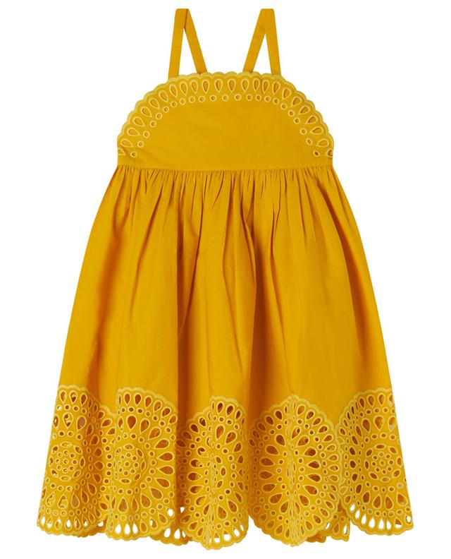 Girl&#039;s openwork embroidered organic cotton strappy dress STELLA MCCARTNEY KIDS