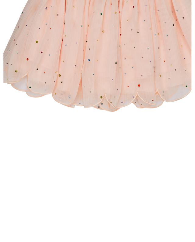 Rhinestone adorned girl&#039;s miniskirt in scalloped georgette STELLA MCCARTNEY KIDS