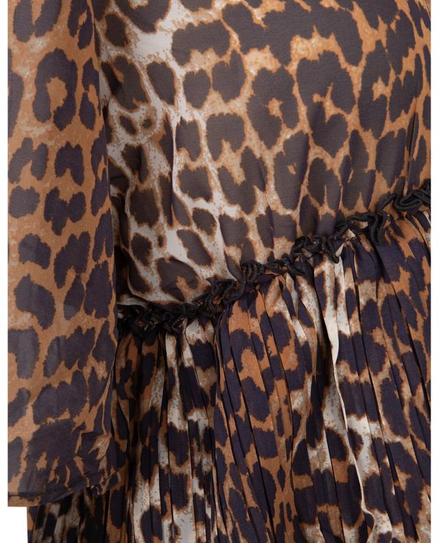Top à volants plissés en georgette Leopard GANNI