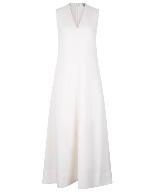 Langes ärmelloses Kleid mit V-Ausschnitt aus Leinenmix TOTEME