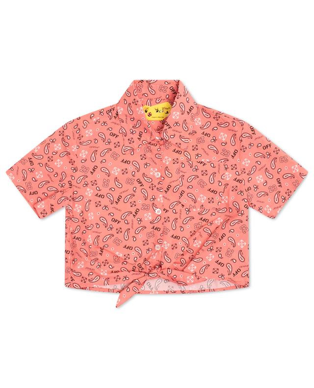 Bandana Coral cropped girl&#039;s shirt with ties OFF WHITE