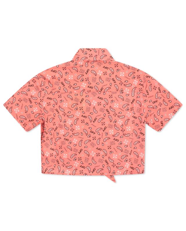 Bandana Coral cropped girl&#039;s shirt with ties OFF WHITE