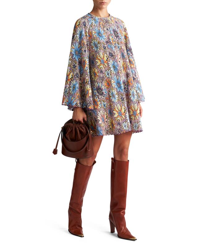 Mini robe trapèze en dentelle fleurie colorée ETRO