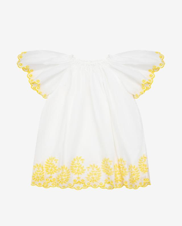 Junie Embroidered A-line girl&#039;s dress with short sleeves ZIMMERMANN