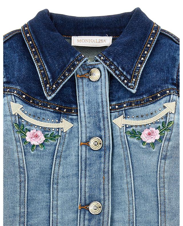 Rodeo girl&#039;s floral embroidered denim jacket MONNALISA