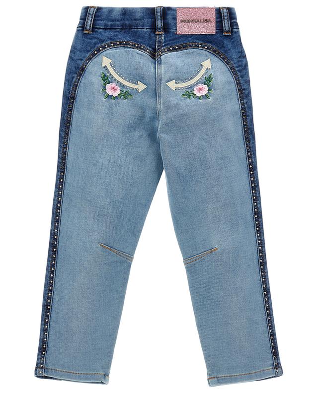 Rodeo straight-leg bi-colour embroidered girl&#039;s jeans MONNALISA