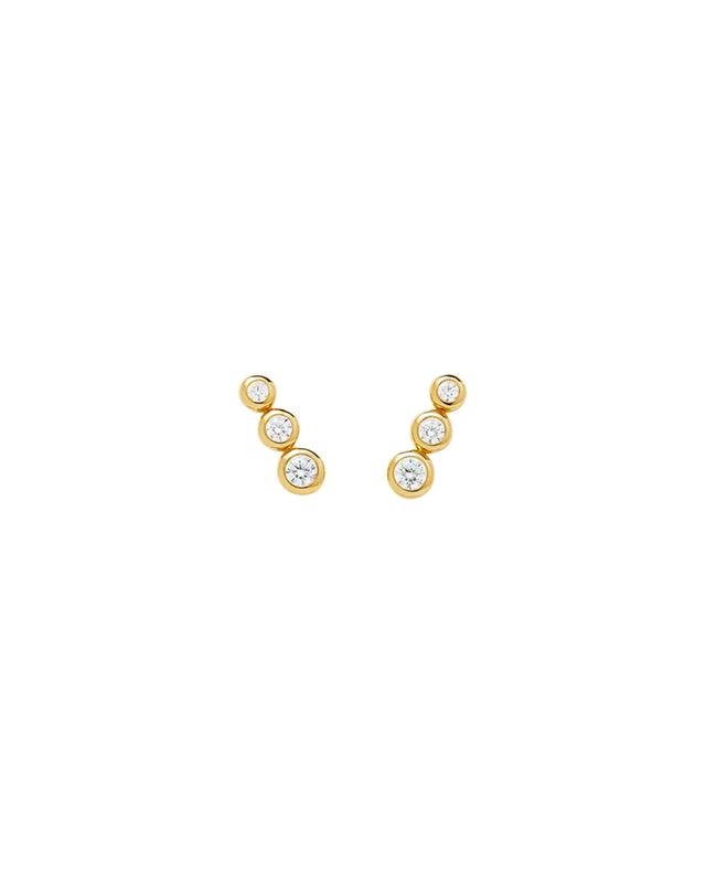 Clous d&#039;oreilles dorées à zircons Articulated Triple Stone MISSOMA