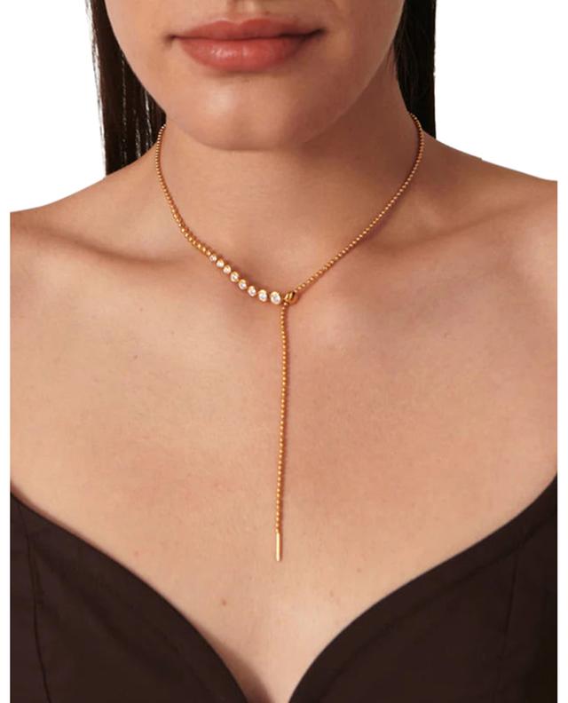 Articulated Beaded Stone Slider Lariat Y-shaped vermeil and zircon necklace MISSOMA