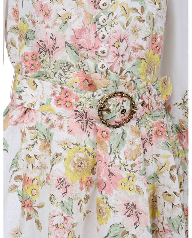 Matchmaker Buttoned floral linen mini shirt dress ZIMMERMANN