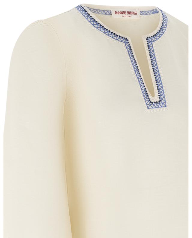Vera linen and cotton embroidered blouse EMPORIO SIRENUSE POSITANO