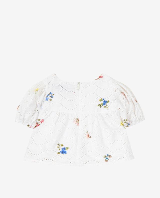 Openwork and floral embroidery adorned cotton baby blouse TARTINE ET CHOCOLAT