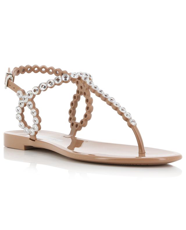 Almost Bare flat crystal adorned PVC sandals AQUAZZURA