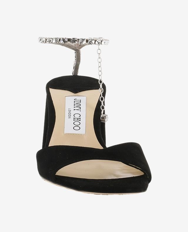 Saeda Block Heel 85 suede and crystal sandals JIMMY CHOO