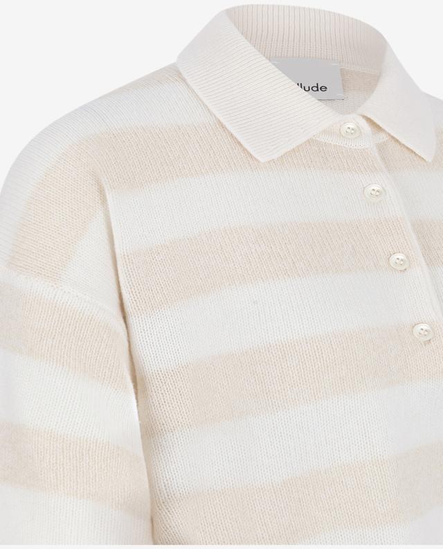 Striped wool and cashmere knit polo shirt ALLUDE