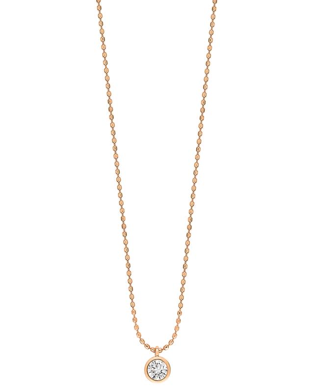 Lonely Diamond On Chain pink gold and diamond necklace GINETTE NY