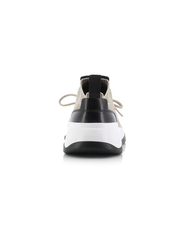 Shadow low-top lace-up knit and leather sneakers BERLUTI
