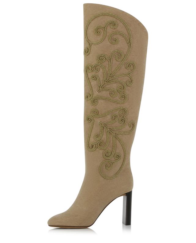 Adriana Wool 90 heeled Lurex embroidered canvas boots SKORPIOS