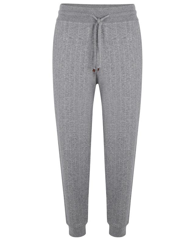 Chalk Stripe cashmere and cotton jogging trousers BRUNELLO CUCINELLI