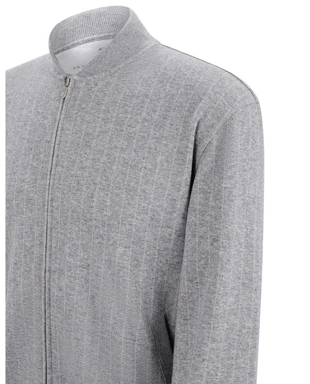 Sweat-shirt zippé en cachemire et coton Chalk Stripe BRUNELLO CUCINELLI