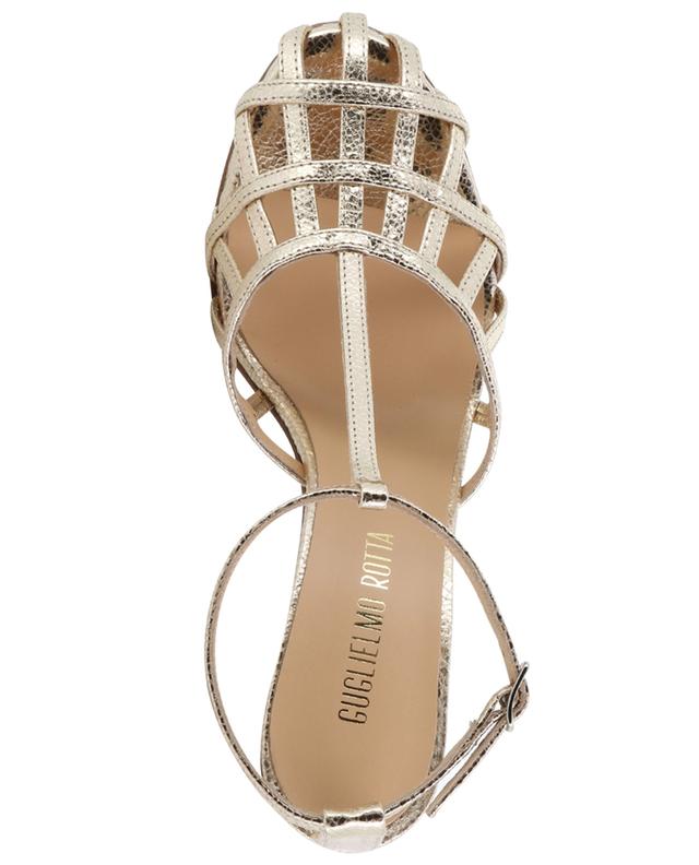 Millie 90 heeled cracked metallic leather sandals GUGLIELMO ROTTA