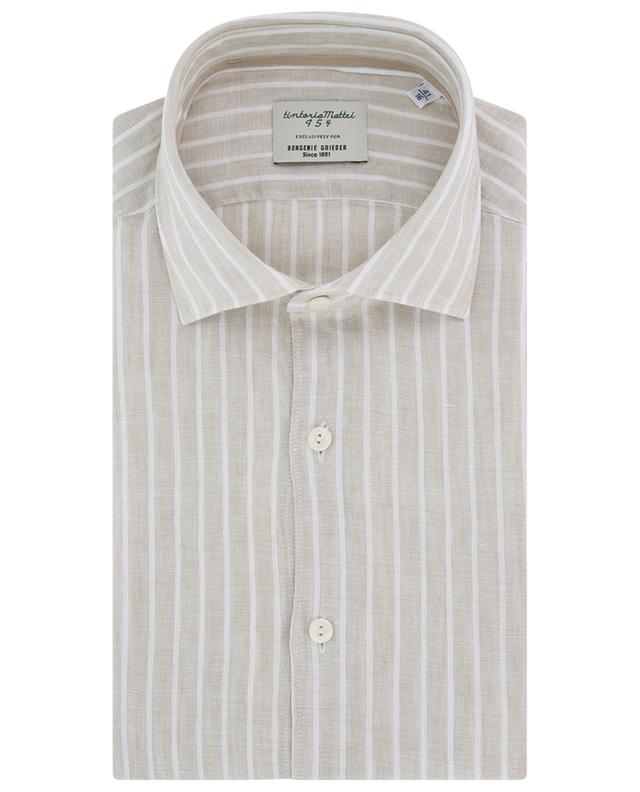 Stripe adorned linen long-sleeved shirt TINTORIA MATTEI