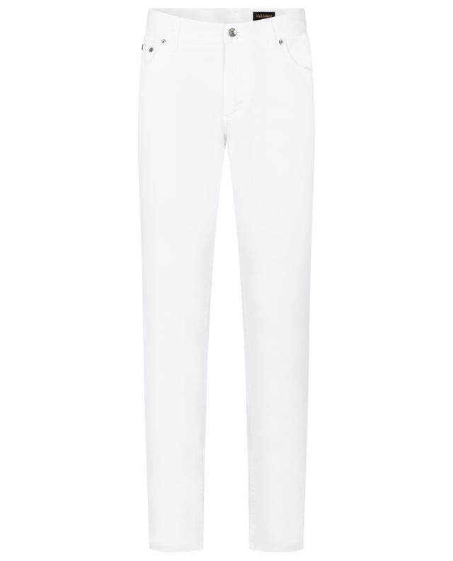 Weisse Slim-Fit-Jeans mit Logoplättchen DOLCE &amp; GABBANA