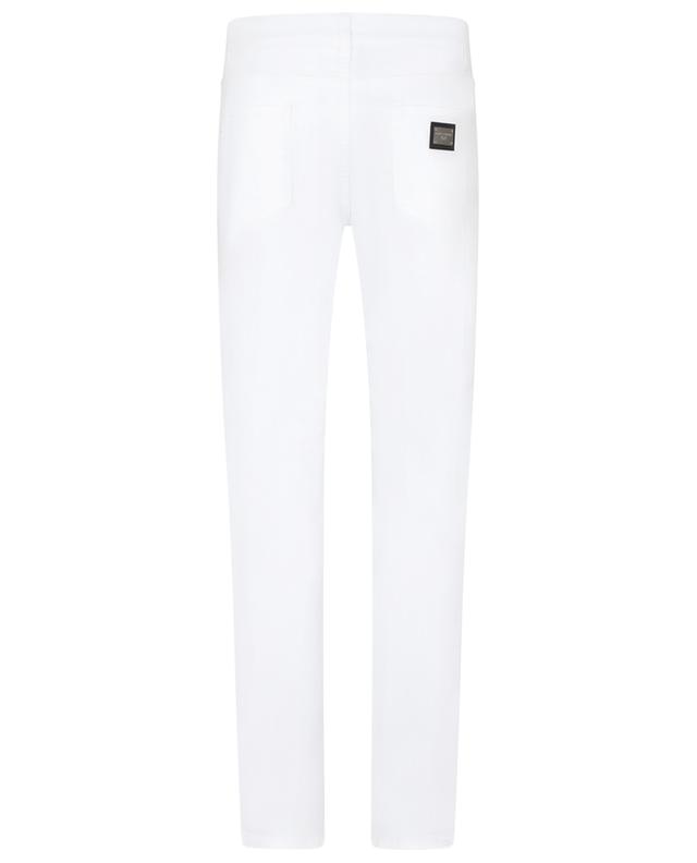 Weisse Slim-Fit-Jeans mit Logoplättchen DOLCE &amp; GABBANA