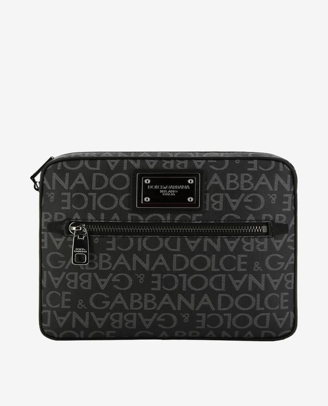 Compact cross-body bag in coated logo jacquard and leather DOLCE &amp; GABBANA