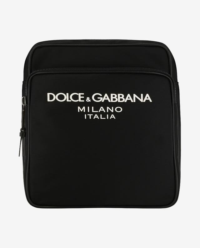 Rubber logo adorned nylon and leather cross body bag DOLCE &amp; GABBANA