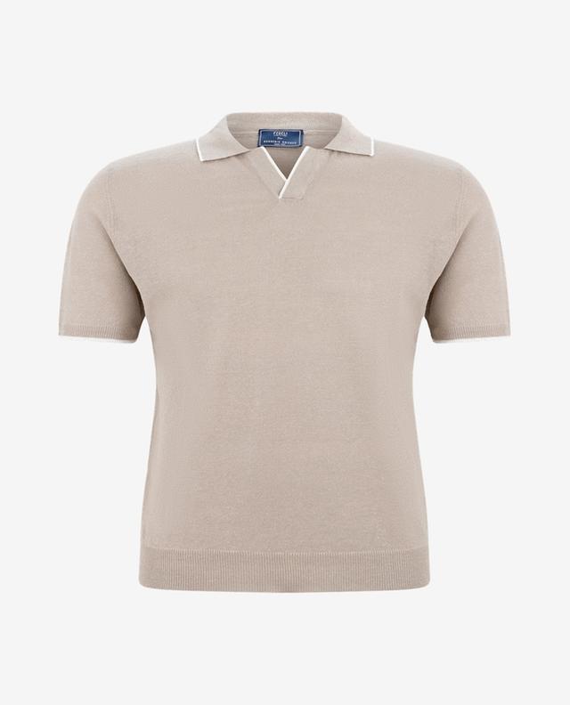 Delta linen and cotton V-neck polo shirt FEDELI