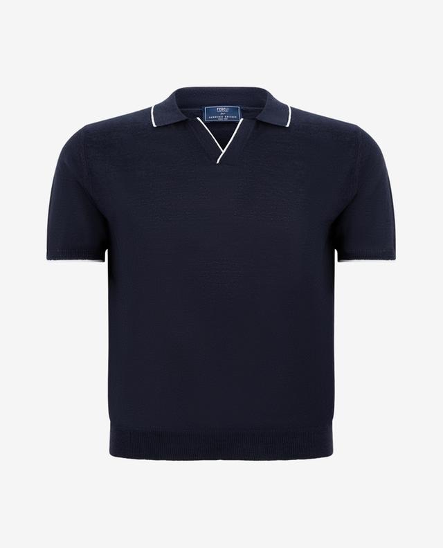 Delta linen and cotton V-neck polo shirt FEDELI