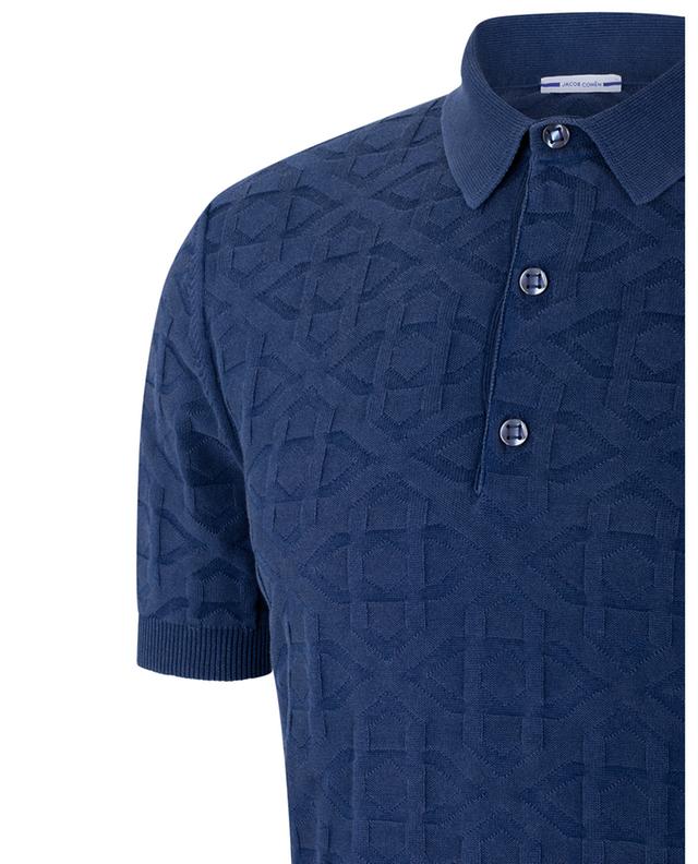 Geometric pattern adorned jacquard knit polo shirt JACOB COHEN