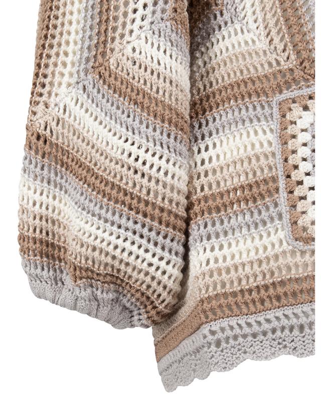 Cotton silk and cashmere striped crochet cardigan HEMISPHERE