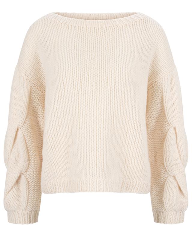 Boxy boat neck jumper with cable knit sleeves HEMISPHERE
