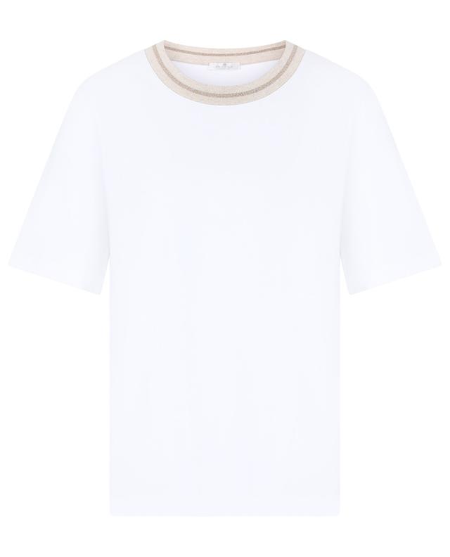 Jersey-T-Shirt mit Lurex-Strick-Rundhalsausschnitt PANICALE